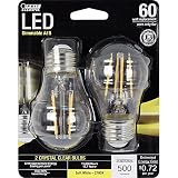 Feit Electric - Decorative Clear Glass Filament LED Dimmable 60W Equivalent Soft White (2700K) Classic A15 Light Bulb, Pack of 2 (BPA1560/827/LED/2)