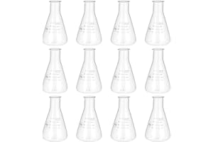 PATIKIL Erlenmeyer Flask, 12 Pcs 150ml 5.1oz Narrow Mouth Graduated Flasks Borosilicate Glass with Printed Graduation for Lab Experiment Chemistry Science Study