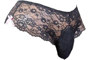 aishani Men's Lace Pouch Panties Silky Bikini Briefs Underwear