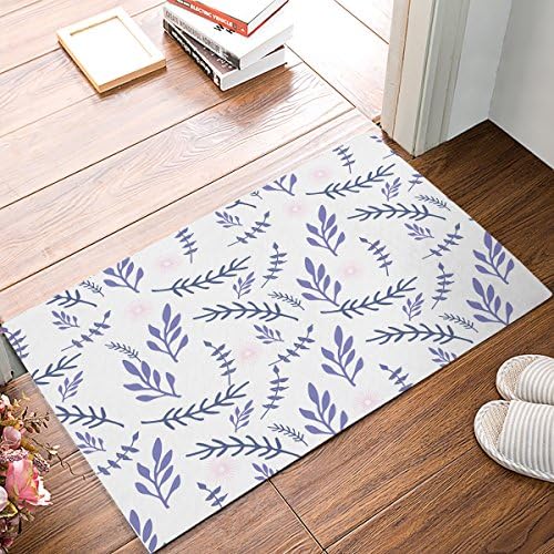 Findamy Non-slip Door Mat Entrance Rug Rectangle Absorbent Moisture Floor Carpet for Indoor Outdoor Blue Irregular Flower Pattern Doormat 20x31.5 inch
