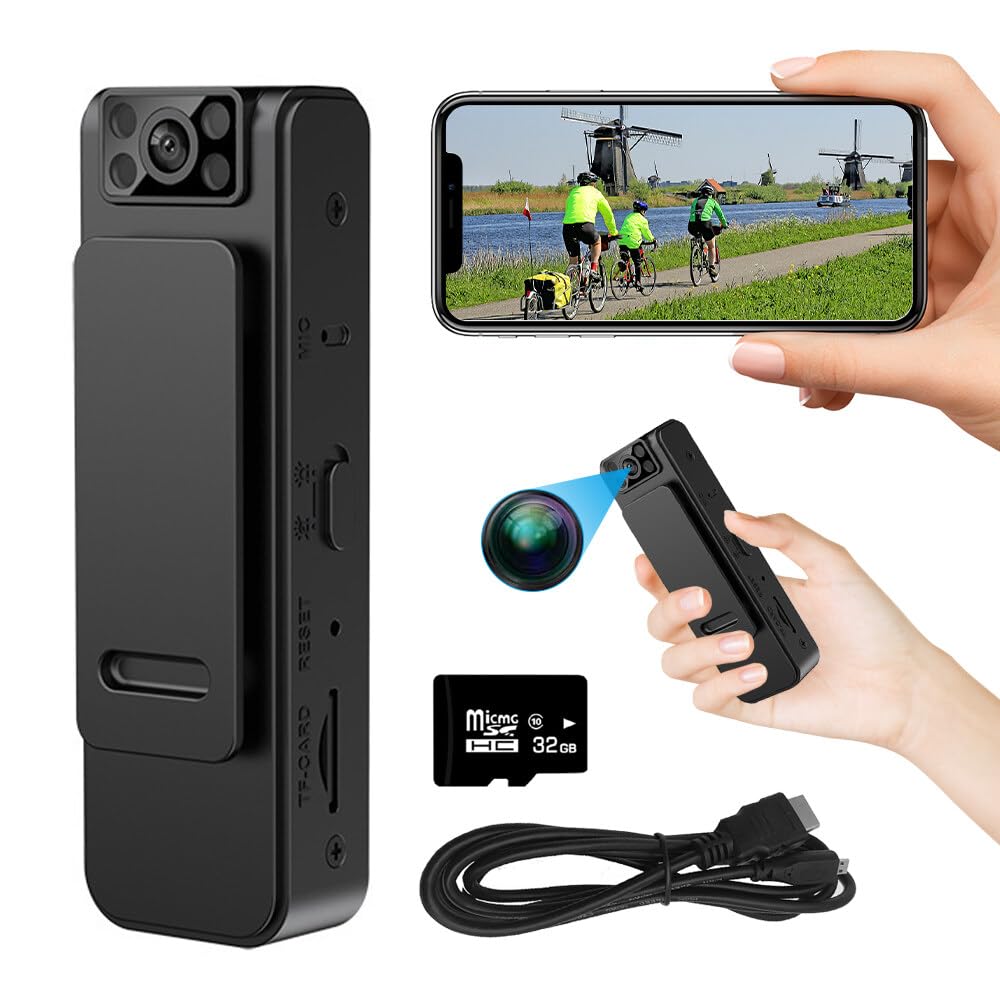 CJBIN Body Camera, Portable Bodycam, Body Worn Camera with Audio Video and Night Vision,1080P HD Body Cam with 32GB Memory Card, 130° Wide Angle, 180° Rotation Lens, Wearable Video Recorder