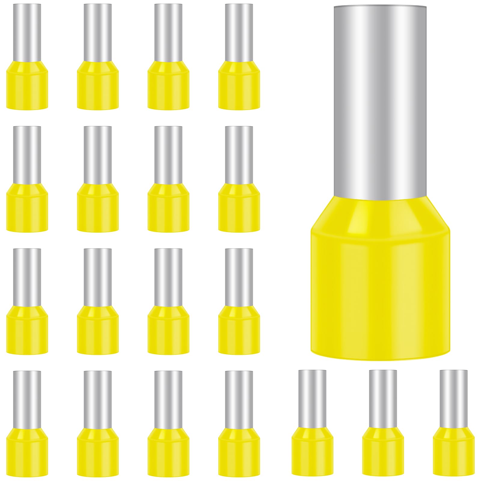 50Pcs Ferrules 25.0mm², Hanibos Insulated Bootlace Ferrule Wire Terminal Ferrules Crimp Connector Yellow Cord Pin End Terminals Crimp Ferrules Wire Connector E25-16