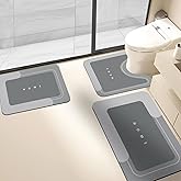 3PCS Absorbent Bath Mat Magic Rug Sets, Quick Drying Bath Mat Non-Slip Floor Rug Rubber Backed for Bathroom Kitchen Shower Sink (16.9''x23.6''+19.7''x23.6''+19.7''x31.9'', Dark Gray)