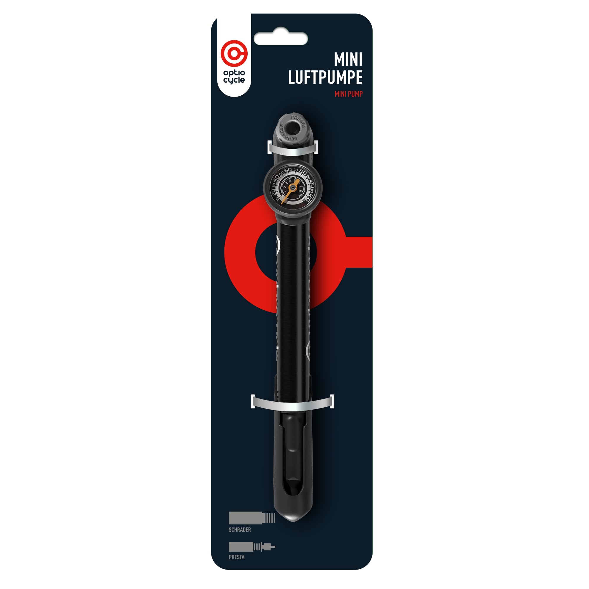 Mini Bike Pump with Pressure Gauge 120 PSI / 8.3 Bar – Compact Portable Bicycle Hand Pump for Presta, Schrader Valve | Frame Mounted Small Manual Bike Pumps for All Bikes – MTB, Road, Mountain Bikes