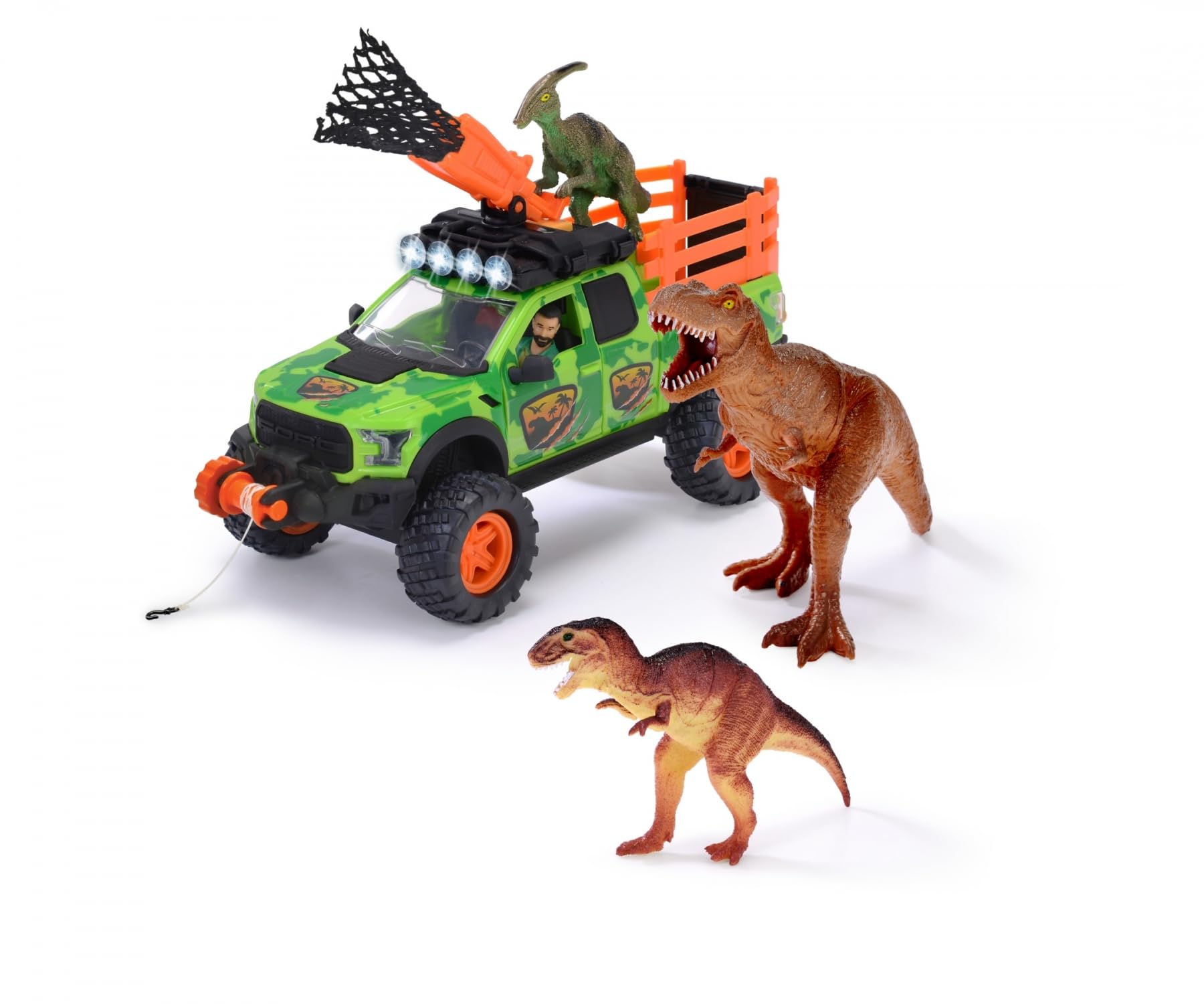 Dickie Toys Car Ford Raptor Dinosaur Vehicle Hunter, Includes 3 Dinosaurs, Light & Sound, Ages 3+, Unisex Children's Toy