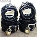 Ardour Crafts CC-3010 Padded Black Real Leather Wrist Ankle Cuffs 4 Pieces Set
