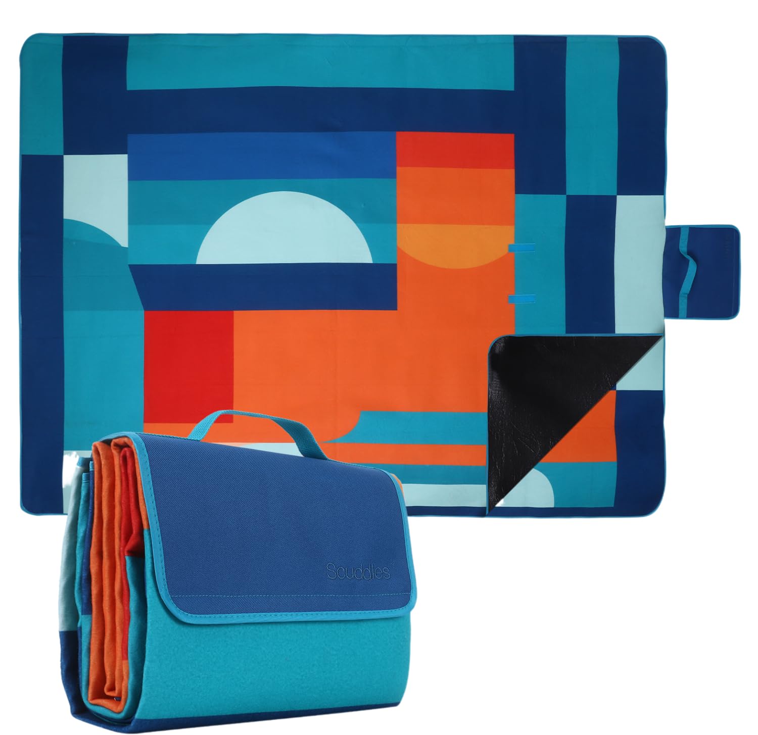 scuddles Compact Picnic Blanket – Extra Large 79" x 59" Outdoor Mat with 3-Layer Waterproof Design, Soft Fleece, Carry Strap & Reinforced Edges for Camping, Beach, Parks & Hiking Image