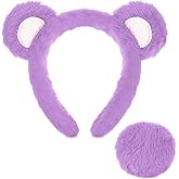 Toulite Bear Ears Headband and Tail Set Halloween Bear Costume Cosplay Accessories Women Animal Ear Headwear for Party