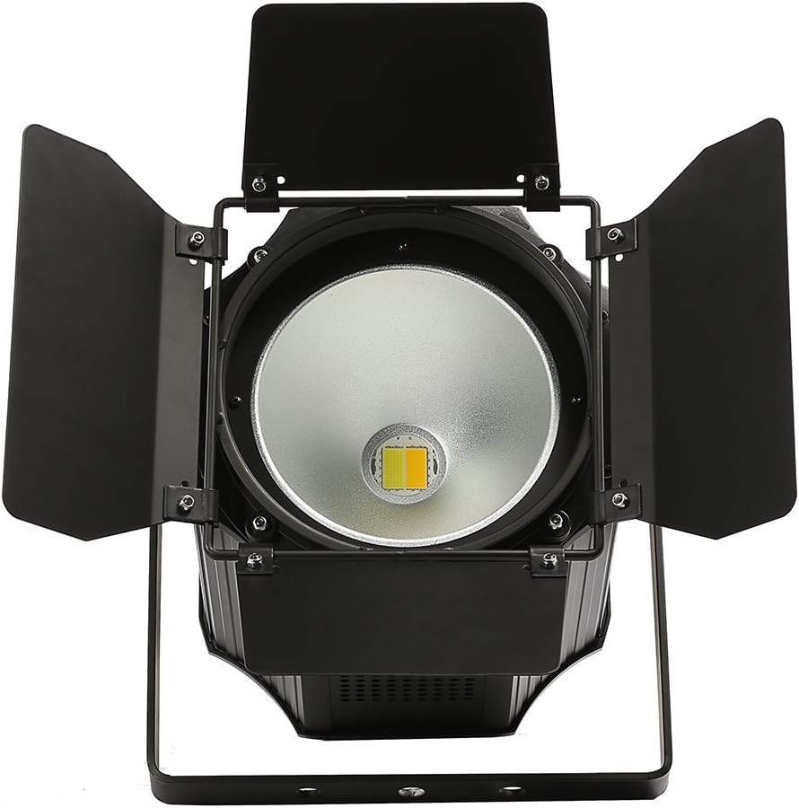 IMRELAX 200W LED COB Blinder with Barn Doors Par Light Strobe Cold & Warm White Stage Wash Light for Television, Church and Film Production