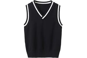 Kvysinly Kids Boys Girls V Neck Knitted Uniform Sweater Vest Knitwear Sleeveless Pullover Crochet Waistcoat Tank Top