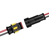 MUQIDA 2 Pin Way Electrical Wire Connector, Waterproof Male &amp; Female Electrical Plug Socket Kit, 2 Wire 20 AWG Connector Quick Disconnect Plug for Cars Trucks Motorcycles
