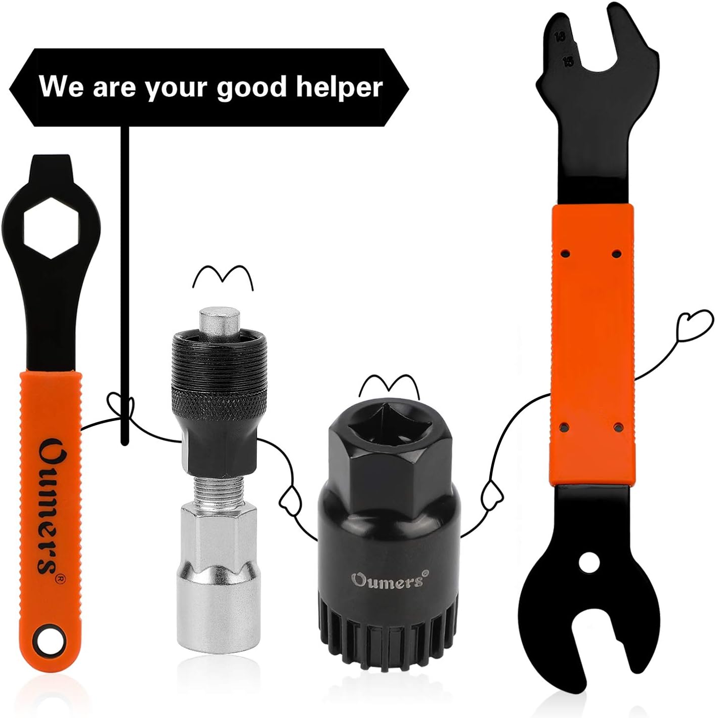 Oumers 4 PCS Professional Bicycle Pedal and Crank Arm Removal Tool - Image 3
