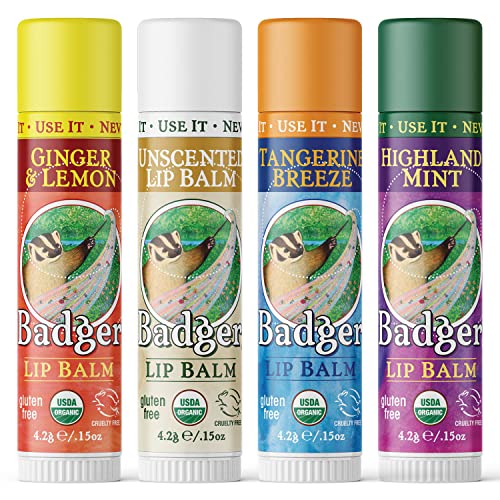 Badger Classic Lip Balm Gold Box with Aloe, Extra Virgin Olive Oil