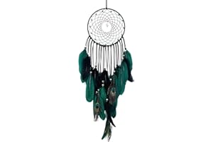 FeelfunFeather Blackishgreen Luminous Dream Catchers Handmade Tree of Life Wall Decor Home Ornament for Adult Boys Bedroom Birthday Party Blessing Gift