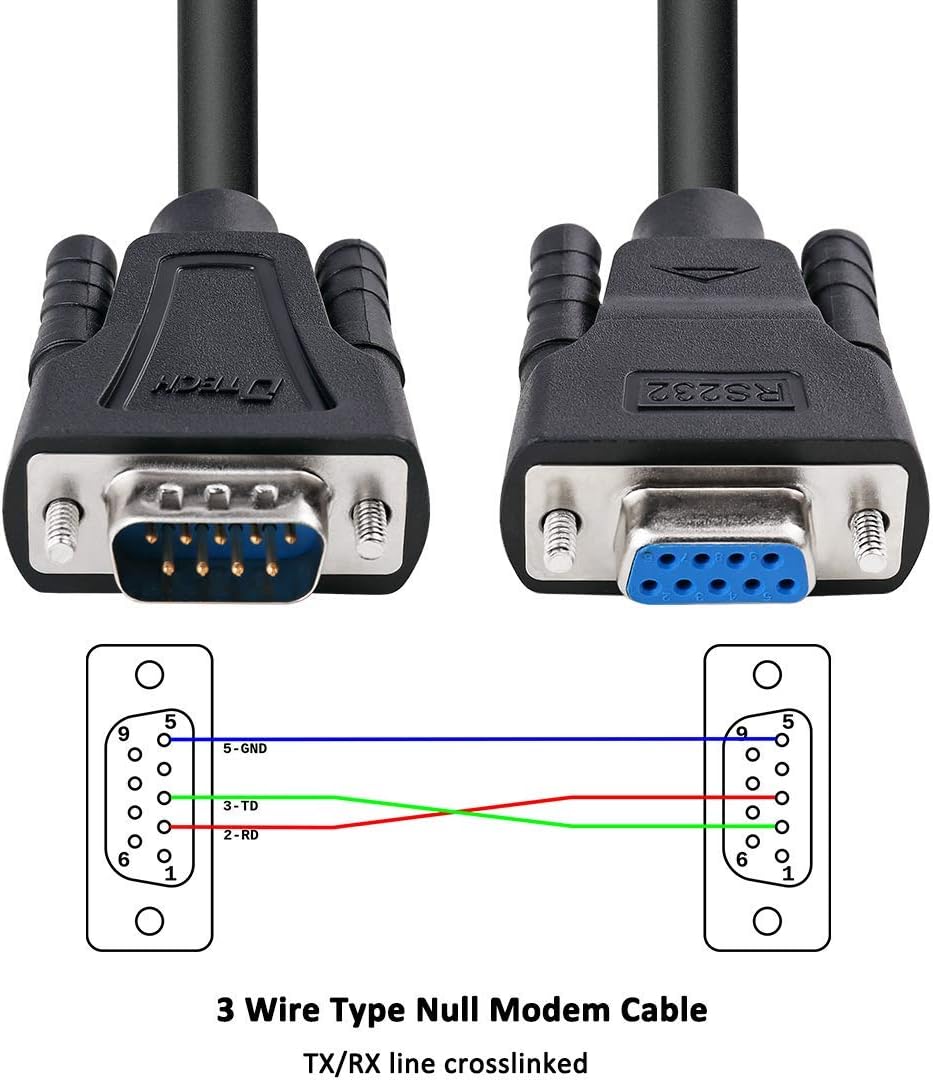 DTECH 15ft DB9 RS232 Serial Cable Male to Female Computer Monitor Cable