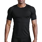 WXUP HOPS Mens Compression Shirts Short Sleeve Athletic Workout Base Layer Undershirt T-Shirt Tops for Gym Running Basketball