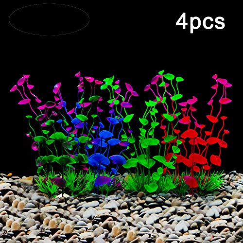 Simulation Plants,Smallâ—•â€¿â—• Artificial Aquatic Plants Vivid Simulation Plant Creature Aquarium Landscape 4 PCS