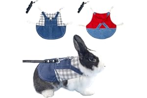 MERCRI 2 PCS Rabbit Harness and Leash Small Animals Clothes Hooded Outfit for Bunny Guinea Pig Harness Small Pet Hoodies for Kitten Tiny Puppy Adult Hedgehog and Other Small Breeds (A, Medium)