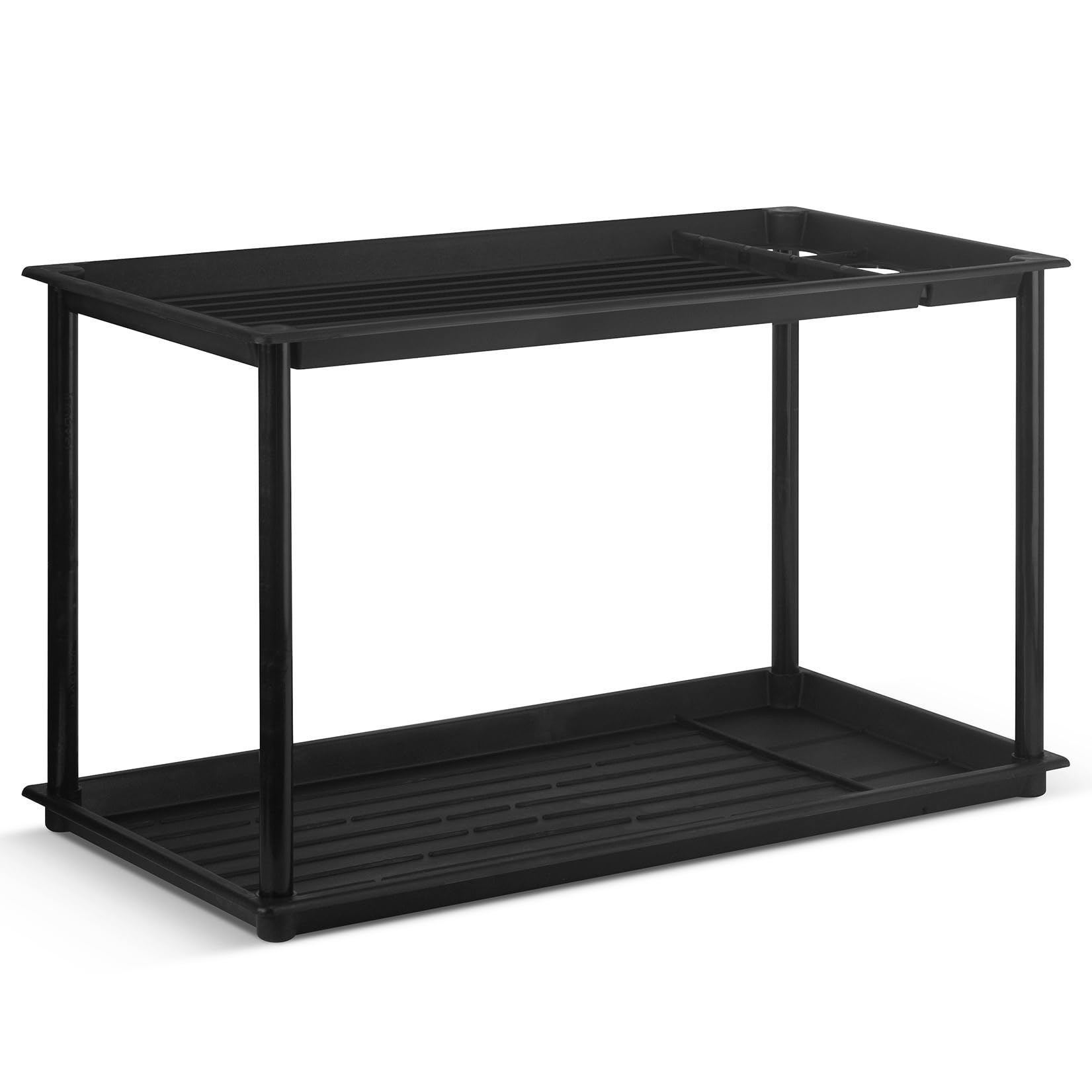 EHC Shoe Rack Organiser 2 Tier, Multi-Purpose Wellies Boot Tray With Umbrella Drip Stand, Free standing Shoe Storage