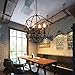 BAYCHEER Metal Round Cage Pendant Lights Industrial Vintage Retro Black Iron Global Pendant Lamp Fixture Hanging Lighting Chandelier with 4 E12 Blub Bases for Restaurant,Bar,Living Room,UL Listed