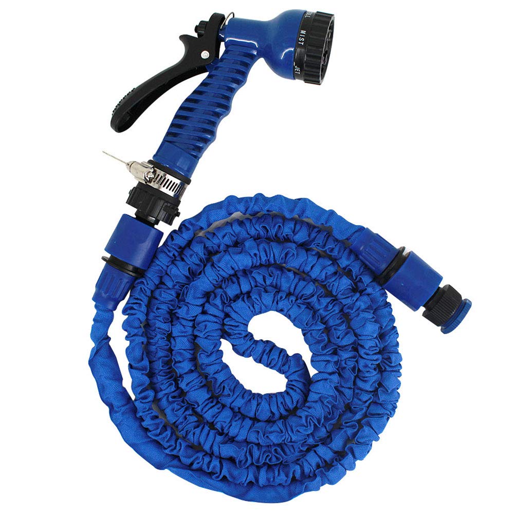Millya Expandable 5M / 25FT Garden Hose Pipe, Lightweight Non Kink Water Spray Nozzle Gardens Best Magic Stretch Hosepipe With Spray Gun (Blue)