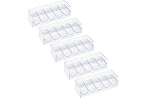 JIESITE Clear Acrylic Poker Chip Rack with Lid/Without Lid, Casino Poker Chip Tray Rack Chip Storage Display Case for Texas Hold'em, Blackjack, 100 Chips Each
