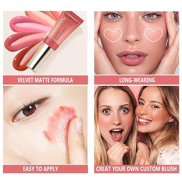 SOFT CREAM LIQUID BLUSH BEAUTY WAND, CREAMY BLUSH MAKEUP FOR CHEEKS WITH CUSHION APPLICATOR, NATURAL-LOOKING CHEEK TINT BLUSH DEWY FINISH,BLENDS PERFECTLY ONTO SKIN,LONG-WEARING (105 ARDOUR)