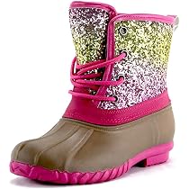 Girls Rainbow Glitter Duck Boots Size 