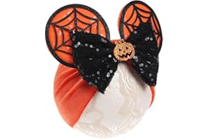 JIAHANG Baby Girl Halloween Mouse Ears Turban Headband, Hair Bow Headwrap, Wide Hairband for Festival Party Supplies