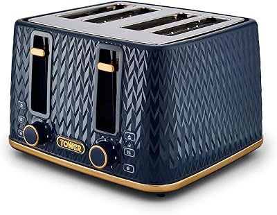 Tower Empire 4-Slice Toaster T20061MNB Midnight Blue Brass 1600W Defrost Reheat