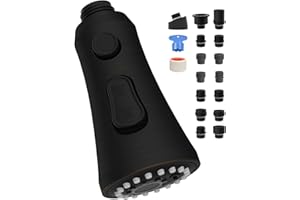 Hygie Rinse Universal Faucet Head Replacement with 15 Adapters Compatible with Moen Delta Faucet Head, 3 Function Pull Down Kitchen Sink Faucet Sprayer Head Fit Most Faucet, Oil-Rubbed Bronze