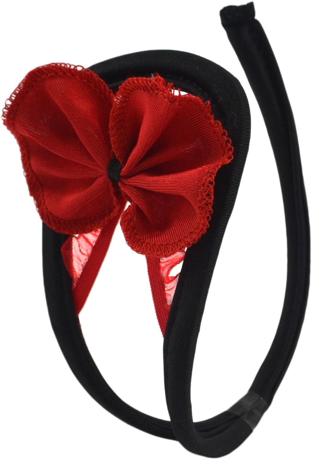 Women Lace C string Sexy Underwear, Female Open Crotch Panties/Thong C Shape C-X-103 (Red Bowknot), Red Bowknot, M/XL - Image 4