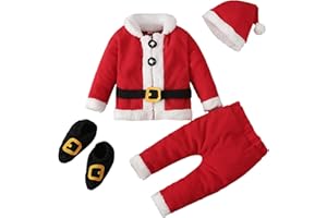 Kids Christmas Santa Suit Boys Girls Cute Christmas Costume Xmas Tops Pants Hat Socks Santa Claus Costume