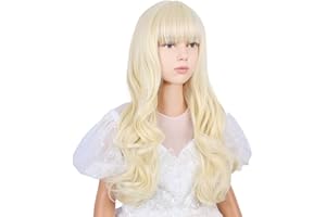 WAVELNM Kids Blonde Wig Light Blonde Wavy Curly Child Wig Long Blonde Wigs with Bangs for Girls