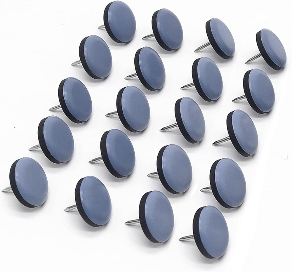 GINOYA Teflon Furniture Sliders 25mm Nail-On 20pcs Grayish Blue