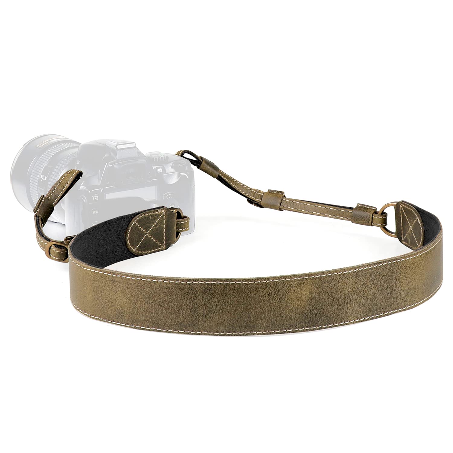 MegaGear SLR, DSLR Sierra Series Genuine Leather Camera Shoulder or Neck Strap (Green), One Size, MG2002