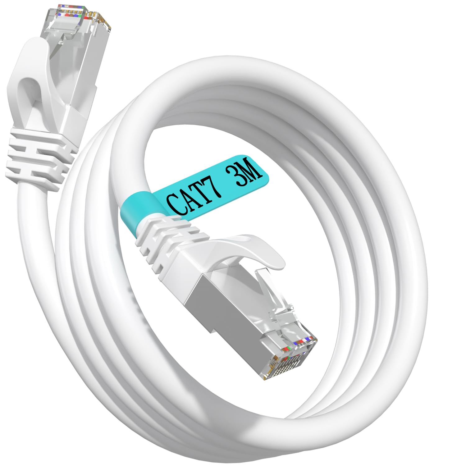 Soibke Ethernet Cable 3m, White Cat 7 Internet Cable High Speed Network Cable 600MHz 10Gbps Shielded Wifi Cabls 24AWG Patch Cables RJ45 LAN Cable Outdoor Wlan Cables for PS5/4 Router Modem
