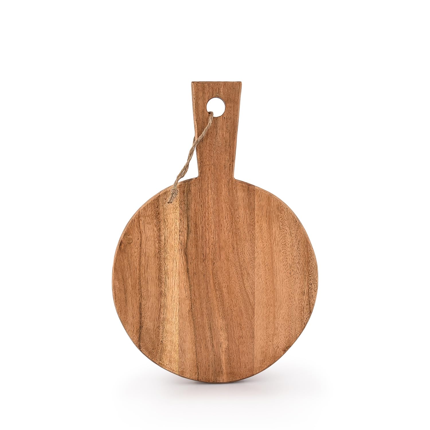 Samhita Round Acacia Wood Cutting Board with Handle for Chopping and Serving Charcuterie, Cheese, Pizza, Bread - Wall Décor (13