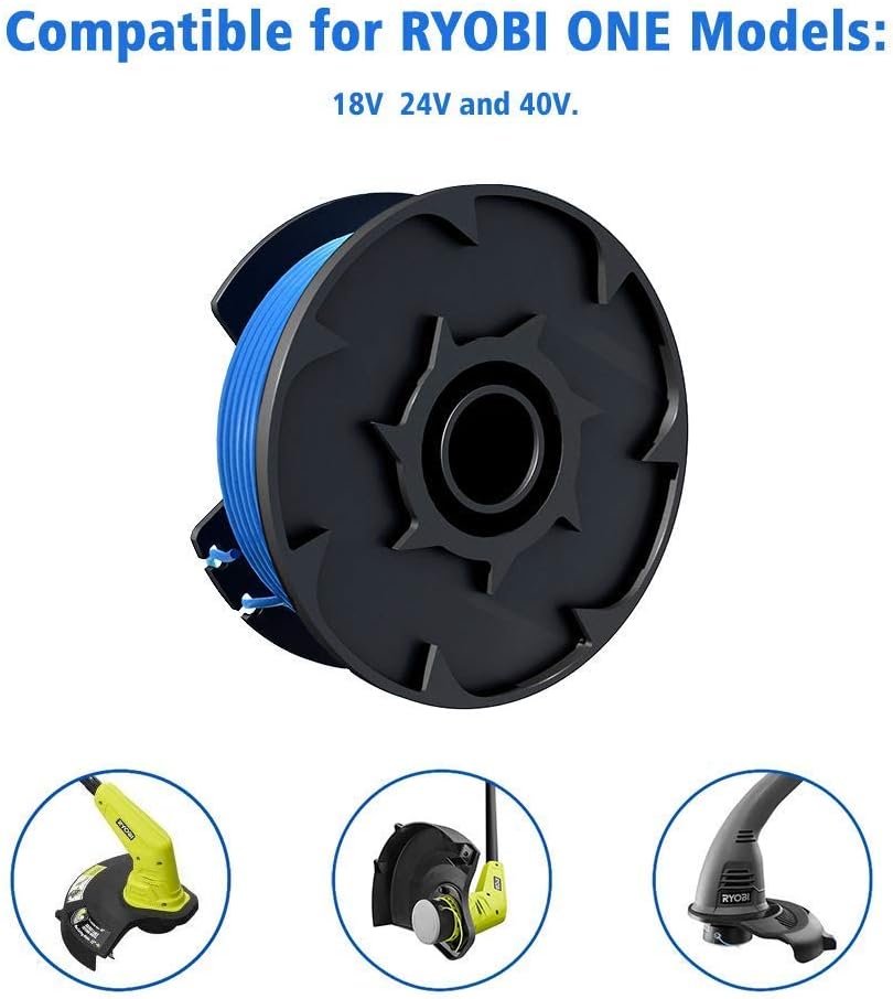 X Home String Trimmer Spool Replacement Compatible with Ryobi Auto Feed Cordless Weed Eater 18V 24V 40V.065" AC14RL3A String Line-6 Spools : Garden & Outdoor