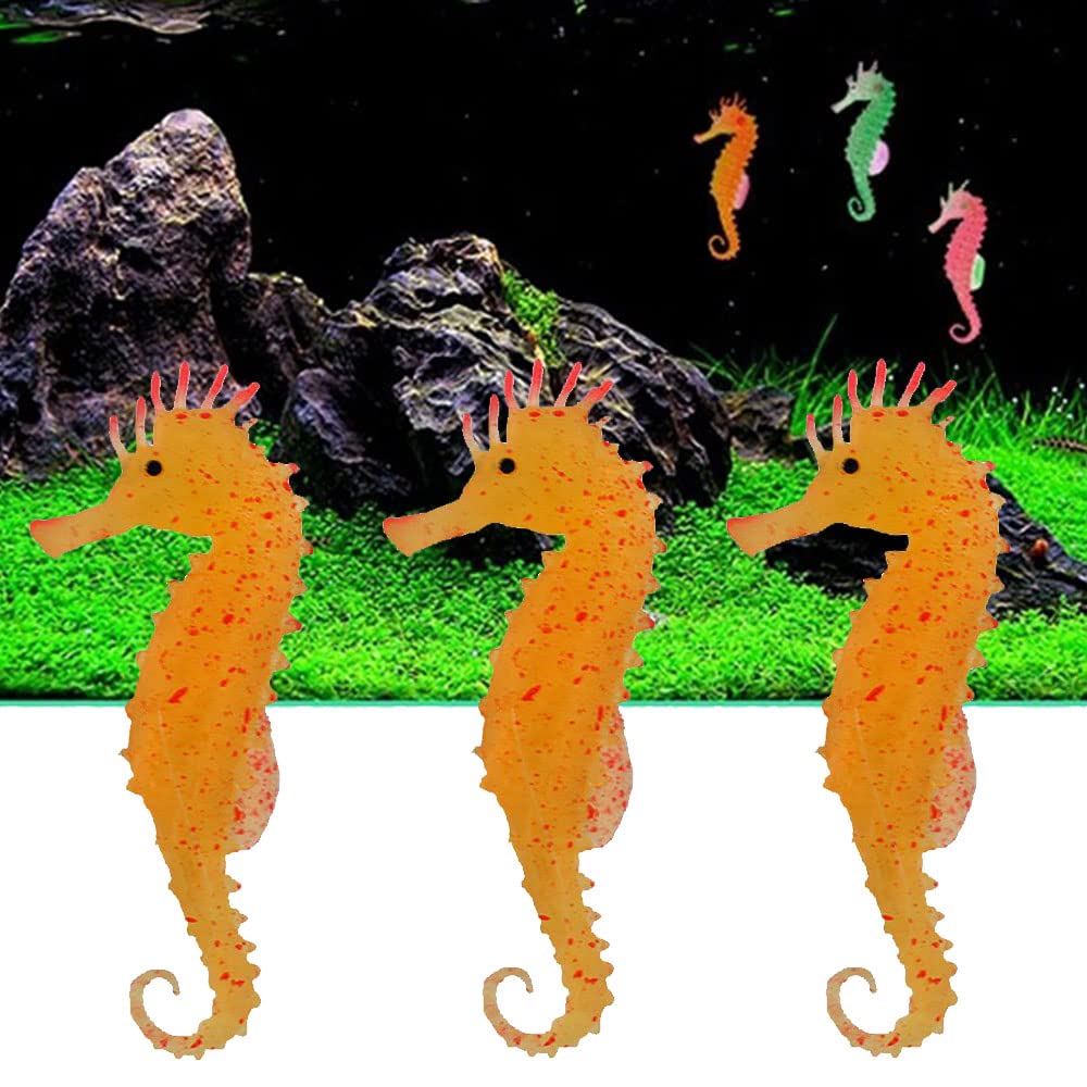 yueXinCh Aquarium Ornament Glowing Sea Horse Floating Effect Artificial Sea Horse Use for Fish Tank Decoration Aquarium Fish Tank Random Color