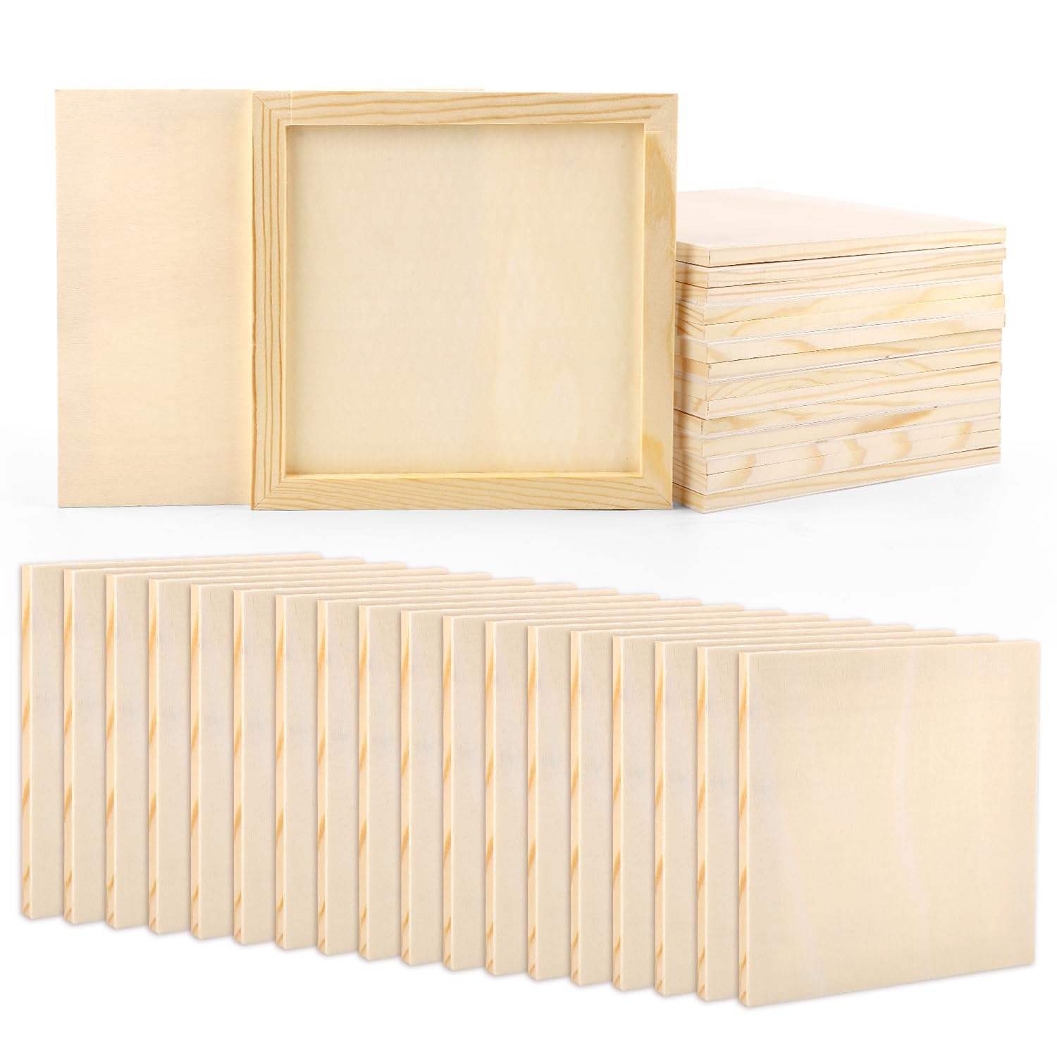 Photo 1 of 36pcs Unfinished Wood Canvas, 8x8 Inch Multipurpose Blank Wood Canvas Boards Pine Wood Panels Wood Canvases for Painting Drawing Craft DIY Art Project