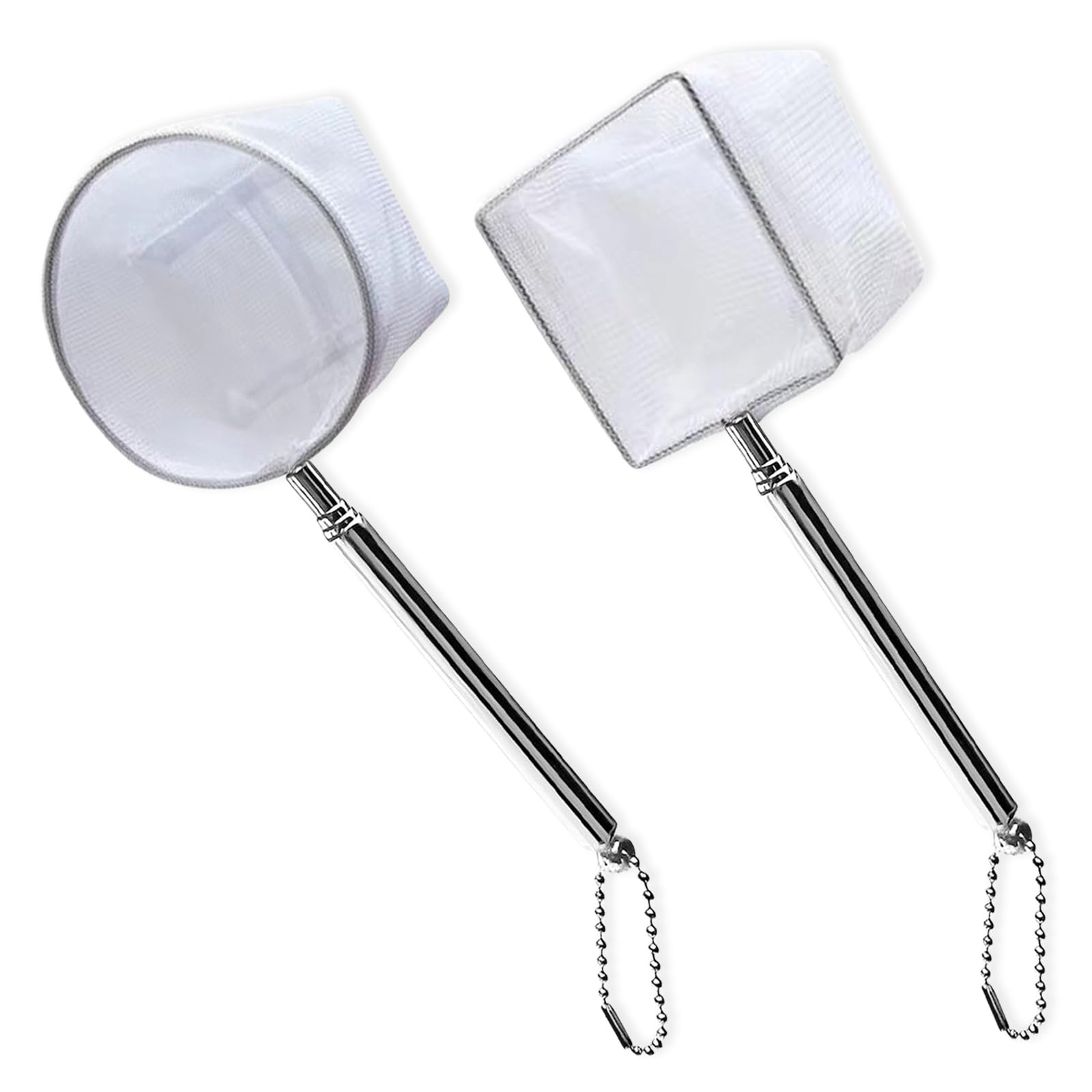 TYXHXTF 2 Pieces Fish Tank Net, Aquarium Fish Net, Fine Mesh Fish, Tiny Fish Tank Net with Extendable Stainless Steel Handle, Long Handle for Fish Tanks Pools, for Fish Tanks Tank Pond