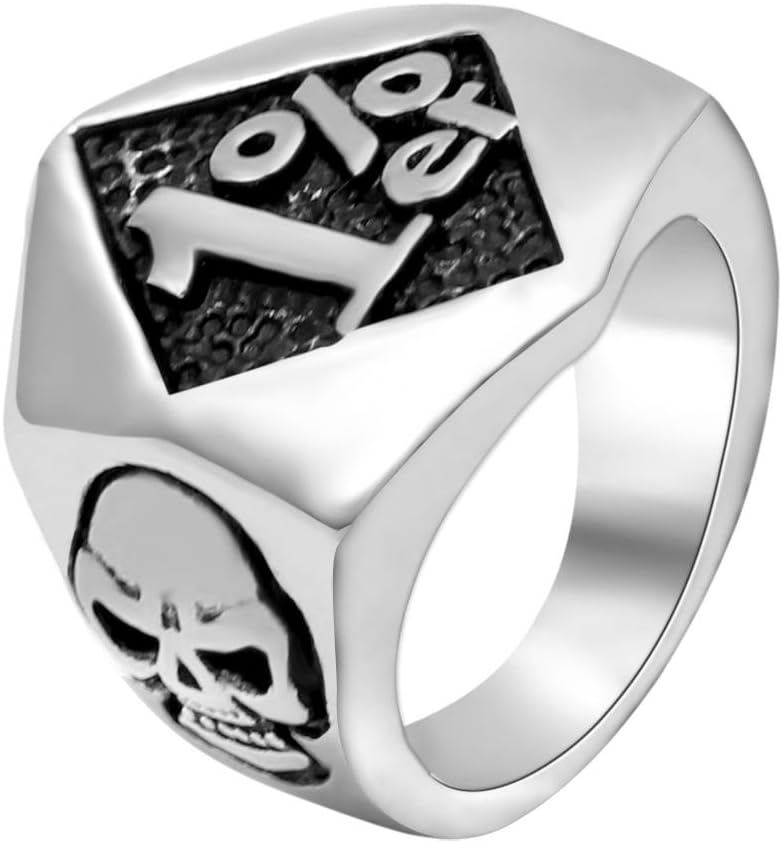Mens Stainless Steel Rings 1% er One Percenter Outlaw Biker Ring Motorcycle Club US 7-15