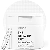 JAXON LANE Glow Up AHA PHA Korean Exfoliating Face Pads for Men, 60 Count | Rice Extract, Niacinamide &amp; Vitamin C Help Improve the Appearance of Dark Spots &amp; Support Smoother-Looking Skin After Shaving