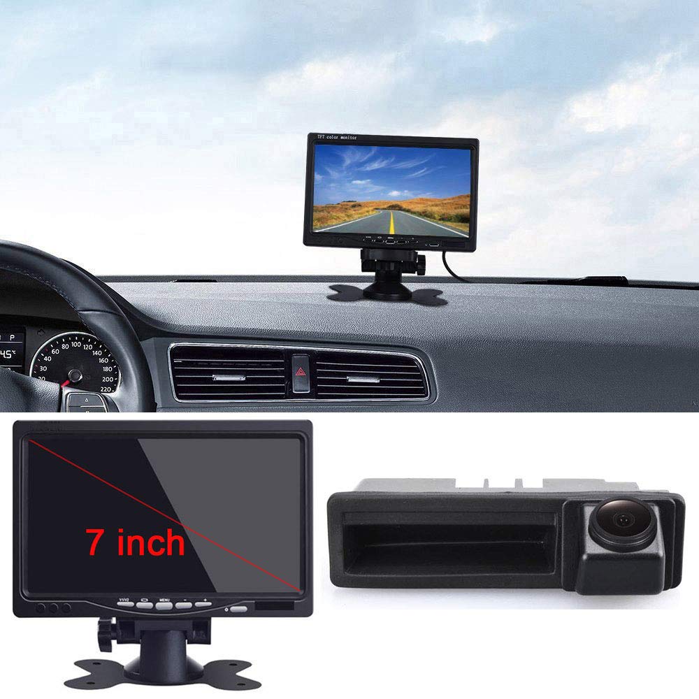 7'' Inch TFT LCD Screen Auto Monitor + 1280x720 Pixel 1000 TV Lines Parking Camera, HD Night Vision Rear View Backup Camera Replacement for A6L/Q7/A3/A4/A6L/8E