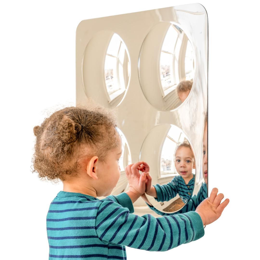 Spark & Wow Sensory Wall Toddler Mirror | Large | 4 Bubbles | for Ages 6m+ | Easy-to-Clean Acrylic | Stimulate Cognitive Development