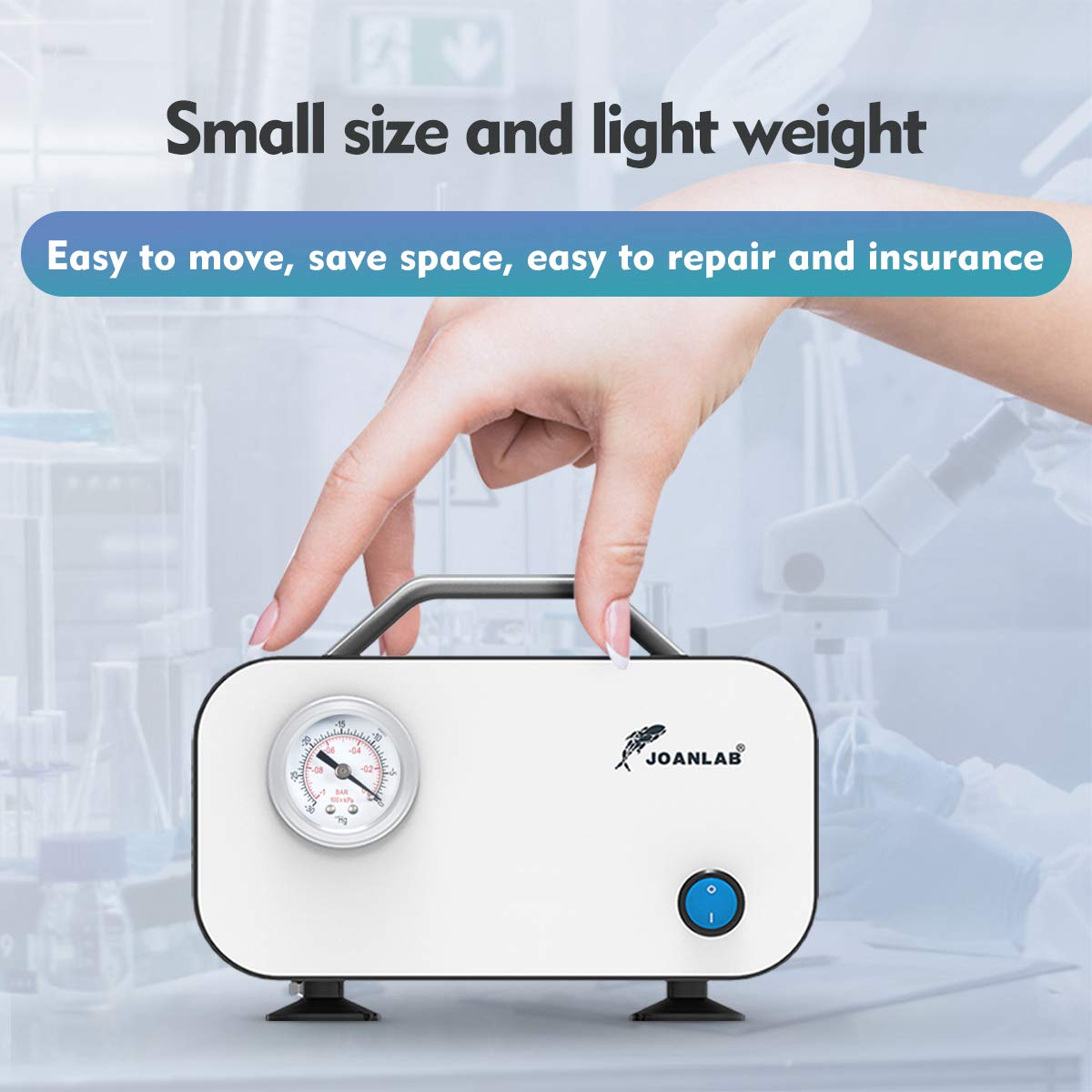 JOANLAB Laboratory Vacuum Filtration Pump Oilless Vacuum Diaphragm Pump with Rubber Tube (30L/min): Industrial & Scientific