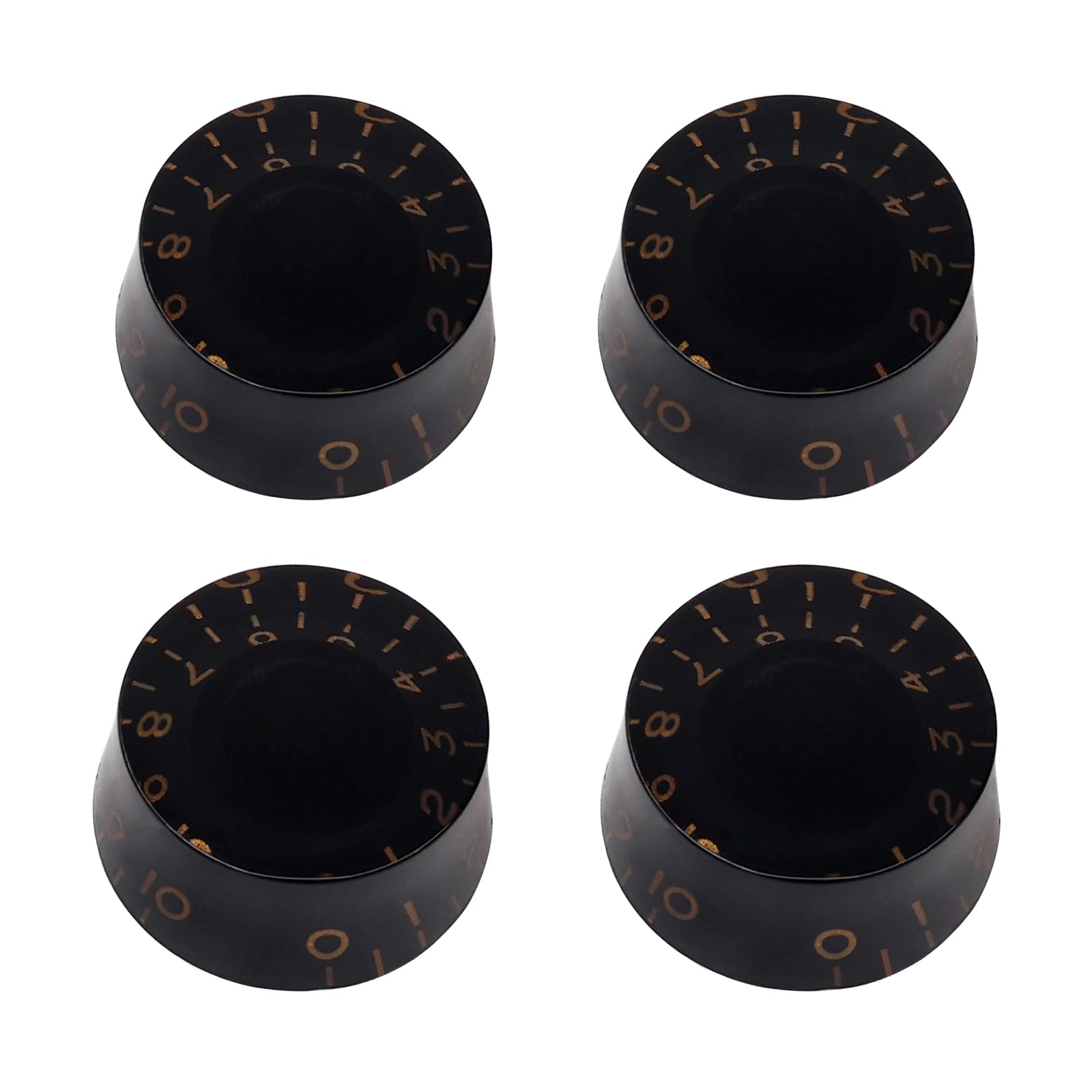 Banworks '60s Style Electric Guitar Control Knobs 2 Tone 2 Volume Speed Knobs Top Hat Metric 6mm (15/64") 18-Spline for Epiphone Les Paul SG Electric Guitars Pack of 4 JT/XN-02 Black Golden Numbers