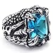 KONOV Mens Crystal Stainless Steel Ring, Gothic Dragon Claw, Blue, Size 12