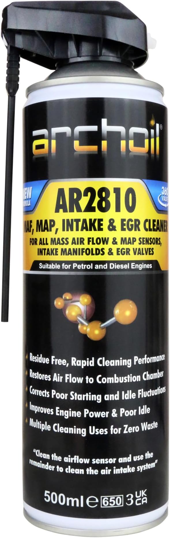 Archoil AR2810 MAF Cleaner, 500ml, Residue Free, Multi Action Nozzle